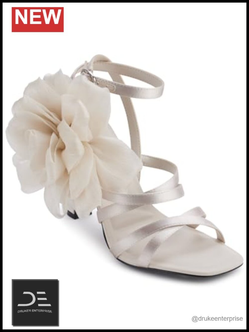 Strappy Heel Sandals with Flower Detail - Evening Dress Heels